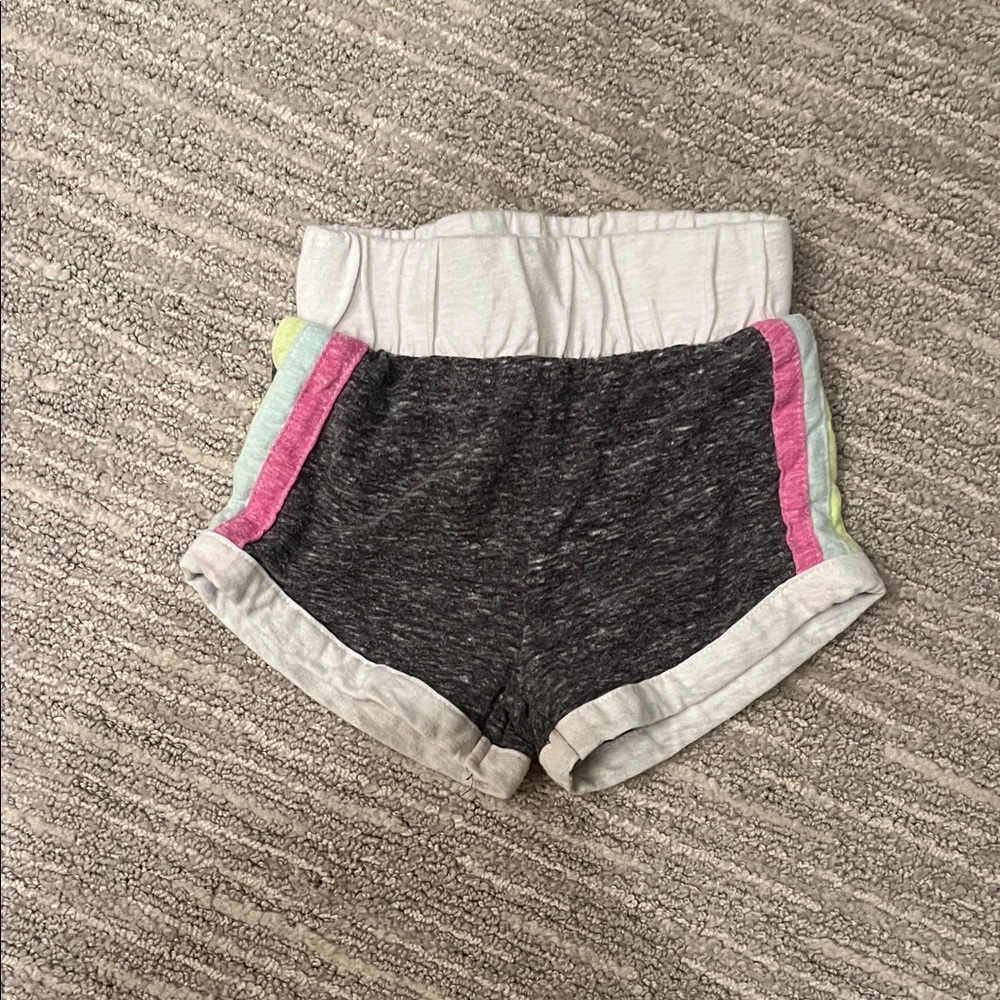 Miki Miette Baby Girl Grey Shorts with Pastel Side Stripes 12M Spring summer - Picture 1 of 4